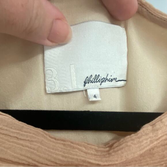 3.1 Phillip Lim Women's Nude Tan Silk Blend Ruffle Sleeveless Mini Dress Size 4 - Picture 3 of 9